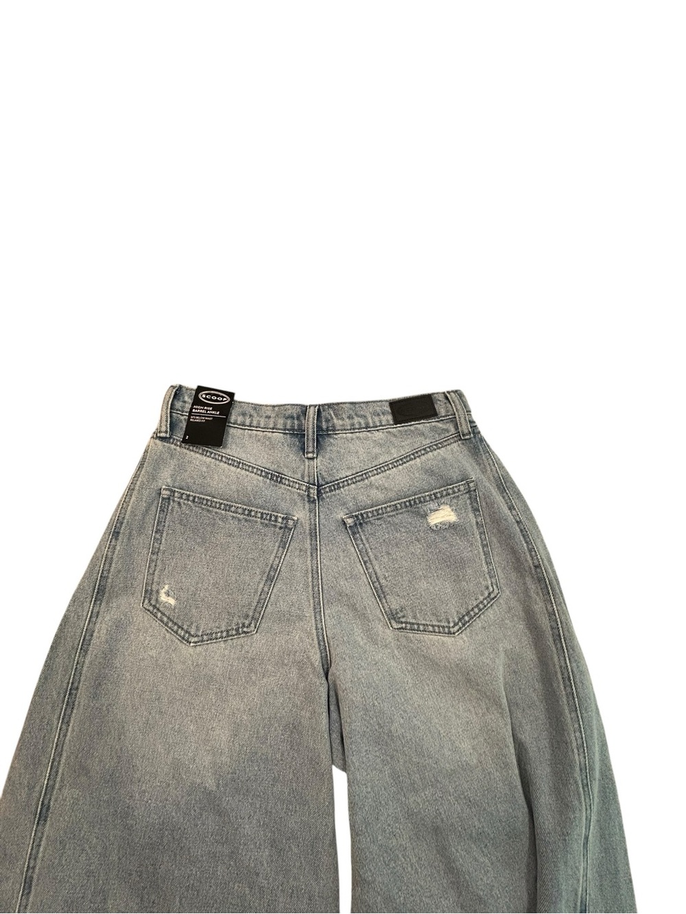SCOOP Barrel Seam Baggy Wide Leg Ankle Women’s Jeans NWT 2 High Rise Med Wash - Picture 4 of 13